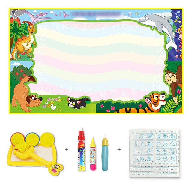 6 Types de tapis de dessin d'eau magique avec stylos et timbres tableau de peinture dans les jouets de dessin grande taille toile Doodle tapis jouets éducatifs: A 85x65cm