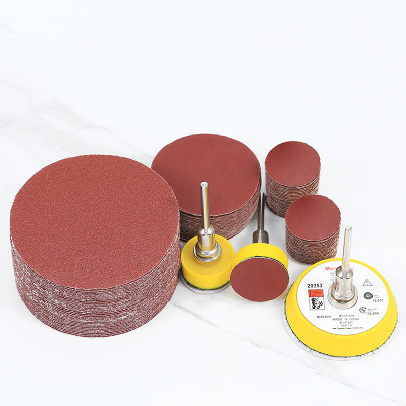1 2 3 Inch Red Round Dry Sanding Disc Sandpaper Dish Polishing Abrasive Sand Paper Pad Wooden Metal Grinder Grinding Lija Drill