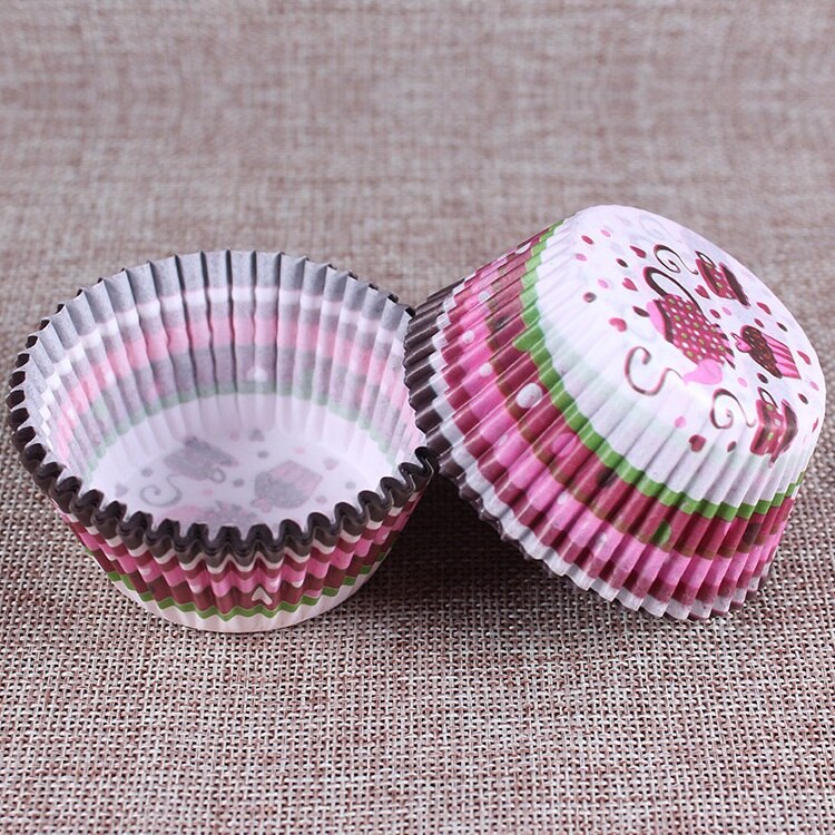 100 stk regnbue farve cupcake papir sag muffin kageform cup kage bakke fondant dekorationsværktøjer: Farve 02