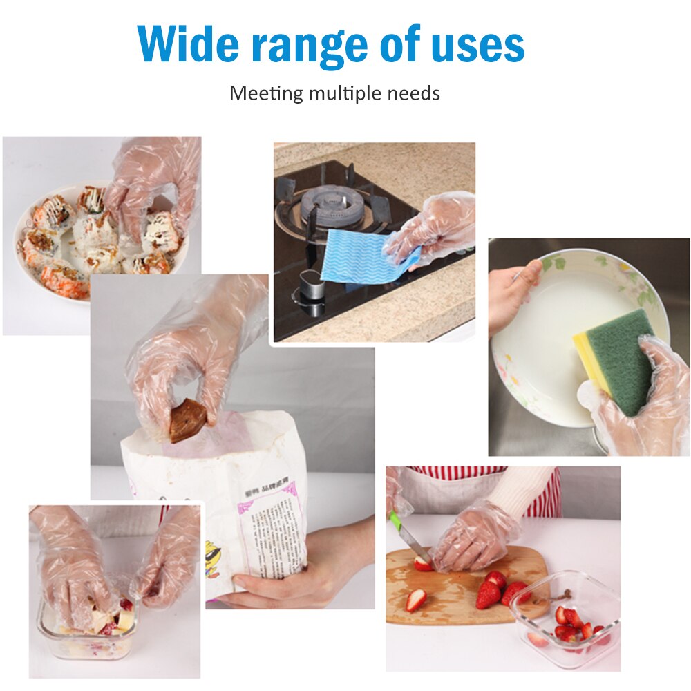 500 unids/set de plástico de alimentos guantes desechables para restaurante Cocina Barbacoa respetuoso del medio ambiente vegetal de la fruta transparente guantes