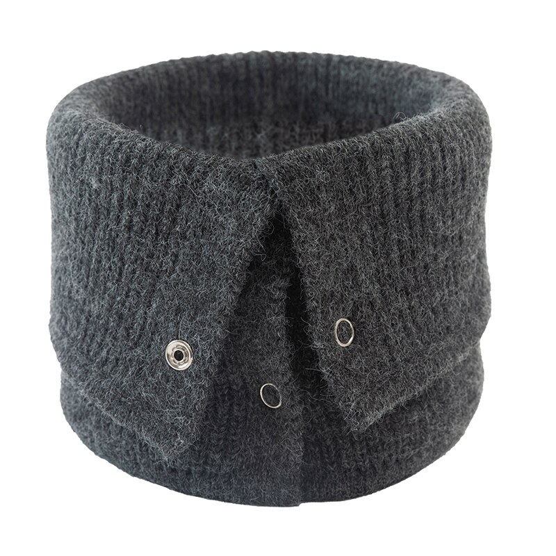 Warme Kraag Ring Sjaal Vrouwelijke Wollen Gebreide Sjaal Vrouwen Snood Sjaals Winter Button Hals Sjaals Effen Kleur: Donkergrijs