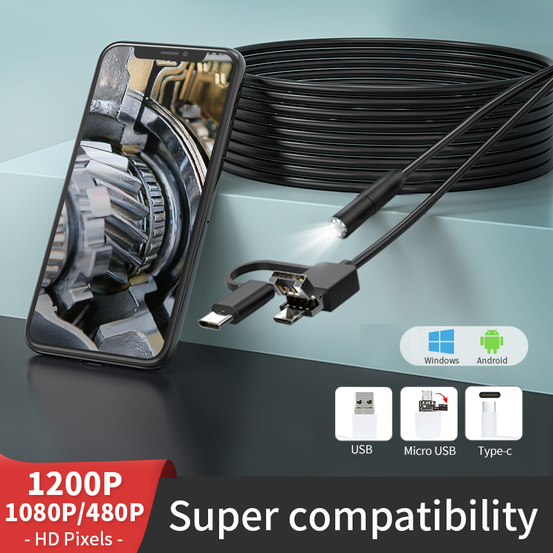 3 in 1 HD Endoscoop Camera Mini Camera 5.5/8mm IP67 Waterdichte Pijpleiding Inspectie Automotive Reparatie Endoscoop voor Android PC