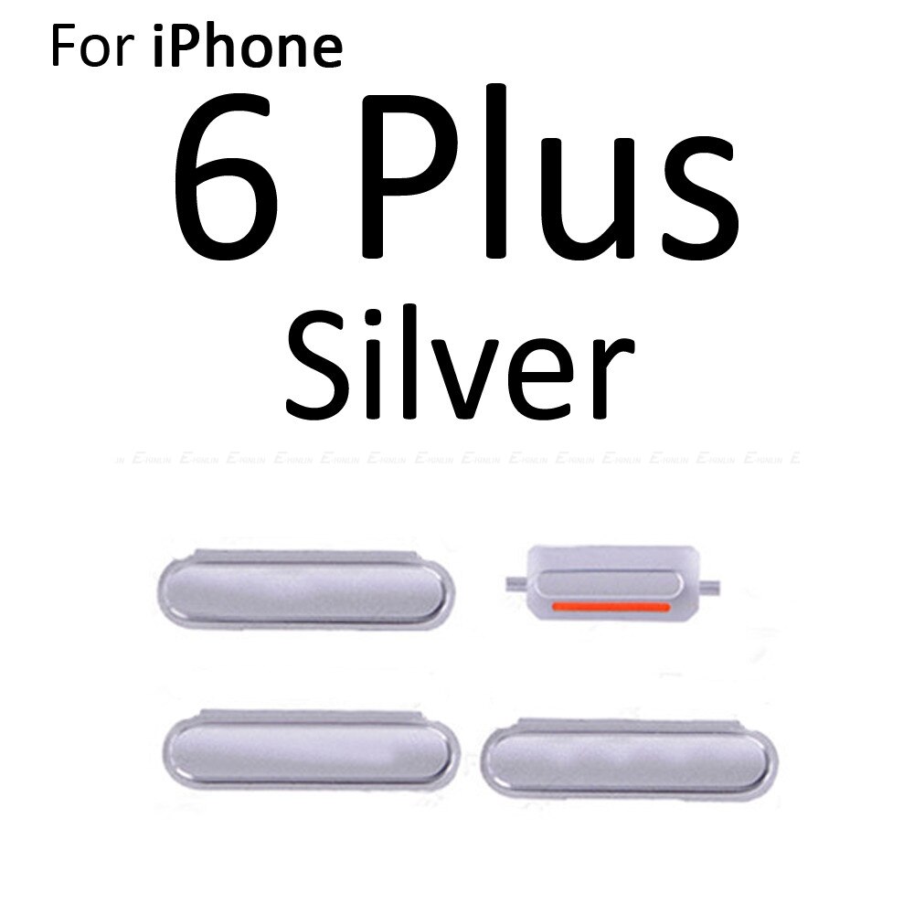 Gran venta botón lateral 4 en 1 para iPhone 6 6S Plus interruptor de volumen de bloqueo de encendido y apagado Botón de tecla silenciosa conjunto completo: For 6 Plus Silver