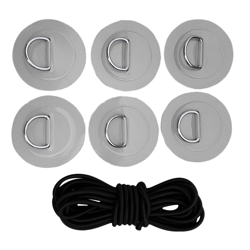 6Pcs Stand Up D-Ring Pad Paddleboard Sup Bungee Touw Dek Rigging Kit Patch Water Sport Roeien Opblaasbare boten Surfplank
