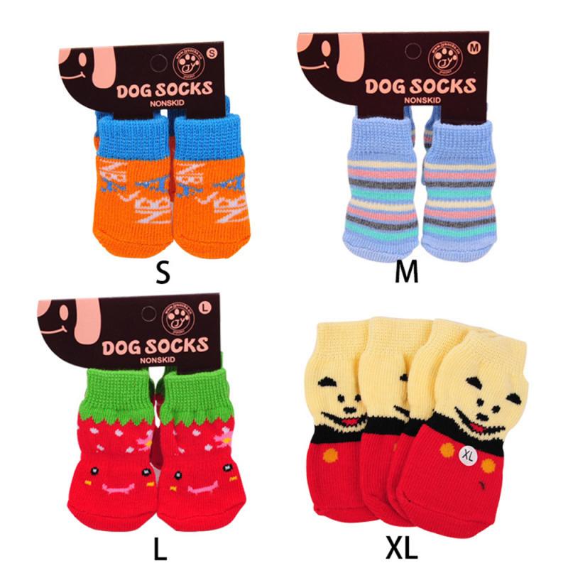 4 Stks/set Huisdier Sokken Antislip Gebreide Voor Teddy Hond Sokken Hond Huisdier Wol Sokken Kat Schoenen leuke Kat Schoenen
