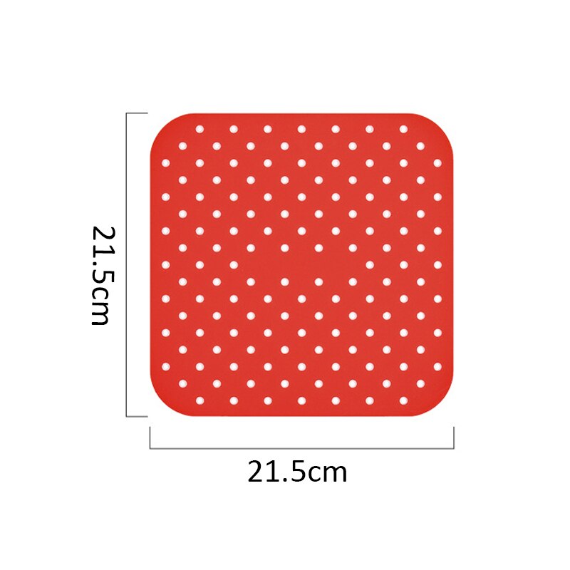 Air Friteuse Liner Air Friteuse Mat Food Grade Non-stick Siliconen Friteuse Mand Voor 7.5 ~ 8-Inch air Friteuses Steamers Mat Keuken Gadgets: 8.5 in Red Square