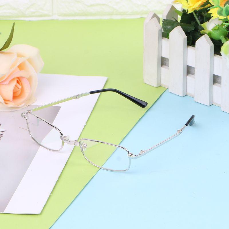 Silver Metal Snap Folding Reading Glasses with Case +1.5 +2.0 +2.5 +3 +3.5 +4.0