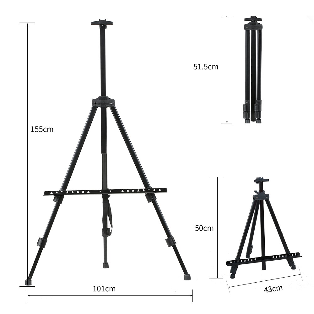 Foldable Tripod Adjustable Height 20 Inches Artists Easel Stand Metal to 61 Inches with Art Supplies for Floor/TablePainting