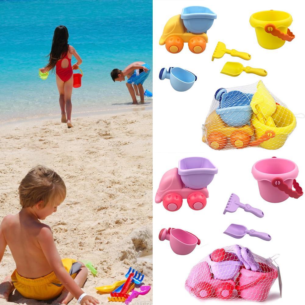 1 Set Sand Beach Toy Bucket Spade Shovel Rake Sand Car Kids Beach Sand Tool Kit Outdoor Boys Girls Toys