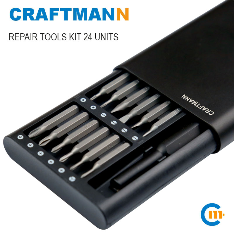 Craftmann tools kit (24 units) for repair mobile phones, smartphones, computers, photo and video cameras