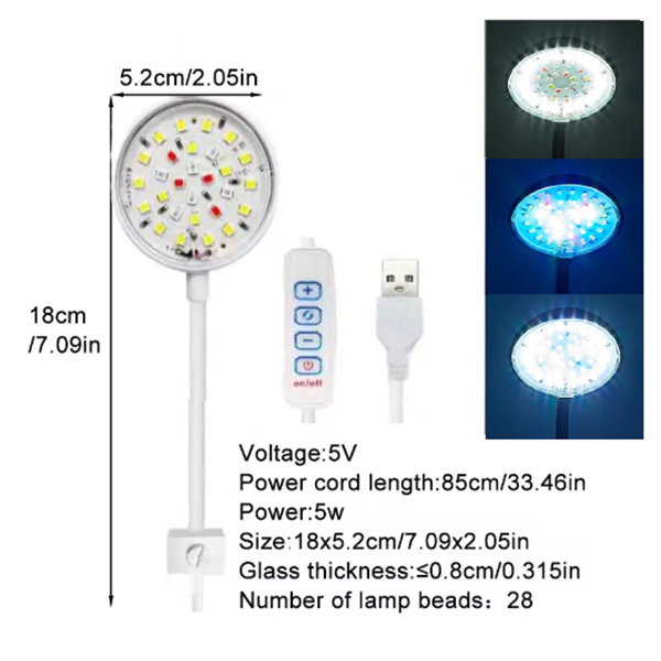 5W/7W doprowadziło 5V USB ryba czołg spinacz lampa udekorować doprowadziło pełny widmo kontrola lampa glony lampa mini ozdobny mały czołg oświetlenie