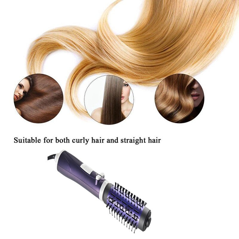 KEMEI KM-813 Hair Brush Dryer Comb Style Rotating Hair Dryer Anion Electric Automatic Curler Roller Brush Straightening Styling