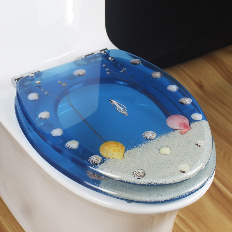 Unieke Hars Mooie Sea World Toilet Seat Cover Set V Vormige Wc Cover Met Deksel Veel Kleur Voor Keuze