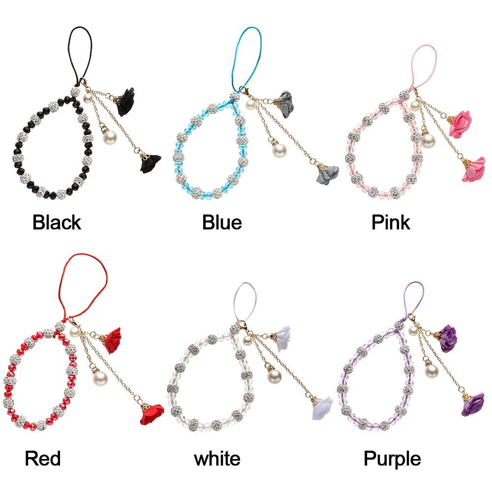 Pendant Flower Bracelet Mobile Phone Lanyard Crystal Phone Straps Hanging Rope Strap Wrist Rope Anti-lost Lanyard