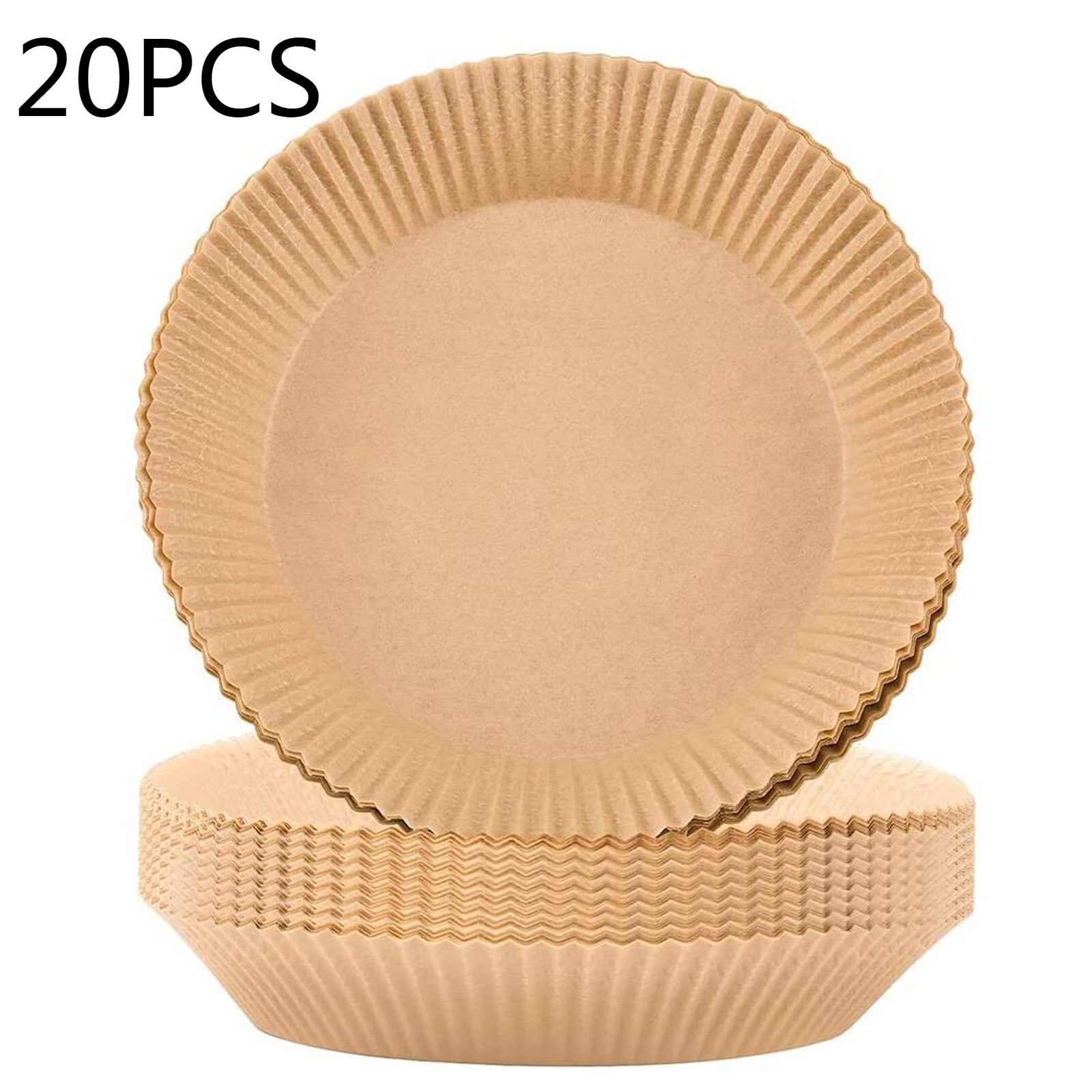 100/50pcs 16cm Friteuse à Air Jetable Papier Doublure Antiadhésive Tapis Parchemin Pâte De Bois Vapeur Rond Papier Doublure: Brown 20PCS
