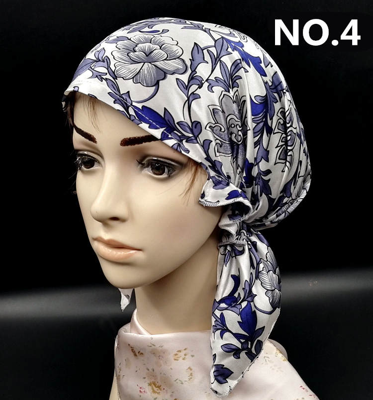 100%  silke nat hætte blød sovende hætte nat wrap hoved cover til hårpleje elastikbånd: Nr. .4