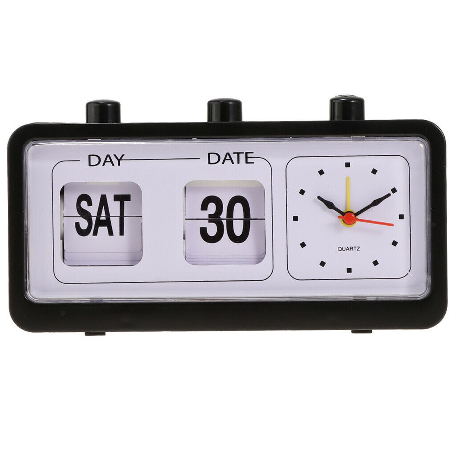 Retro Calendar Flip Clock Bedside Square Clock with 3 Press Button Household HG99: Black
