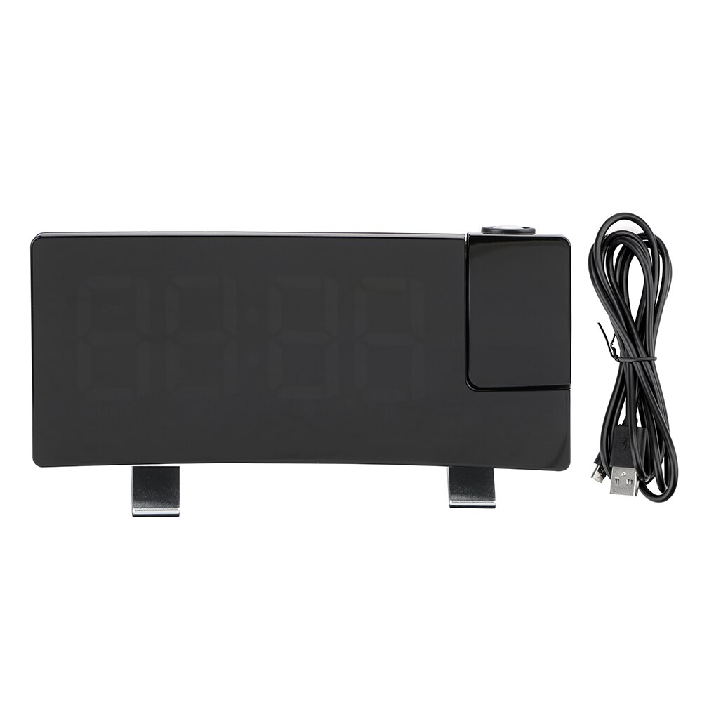 HOOMIN Digital LED Clock Rotating Backlight Projector FM Radio USB Projection Backlight Snooze Alarm Clock Timer