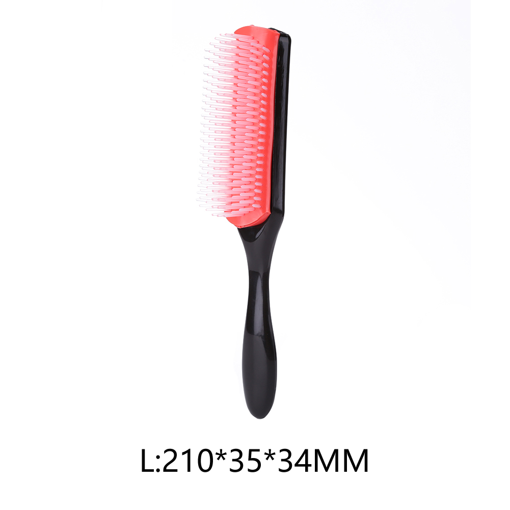 9-Row Detangling Hair Brush Rat Tail Hair Comb Styling Hairbrush Straight Curly Wet Hair Scalp Massage Brush for Women: L red