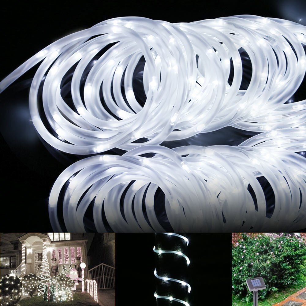 50/100/200 led solar reb rør string lys sol terrasse lys jule lys belysning til hjemmet have plæne fest dekoration