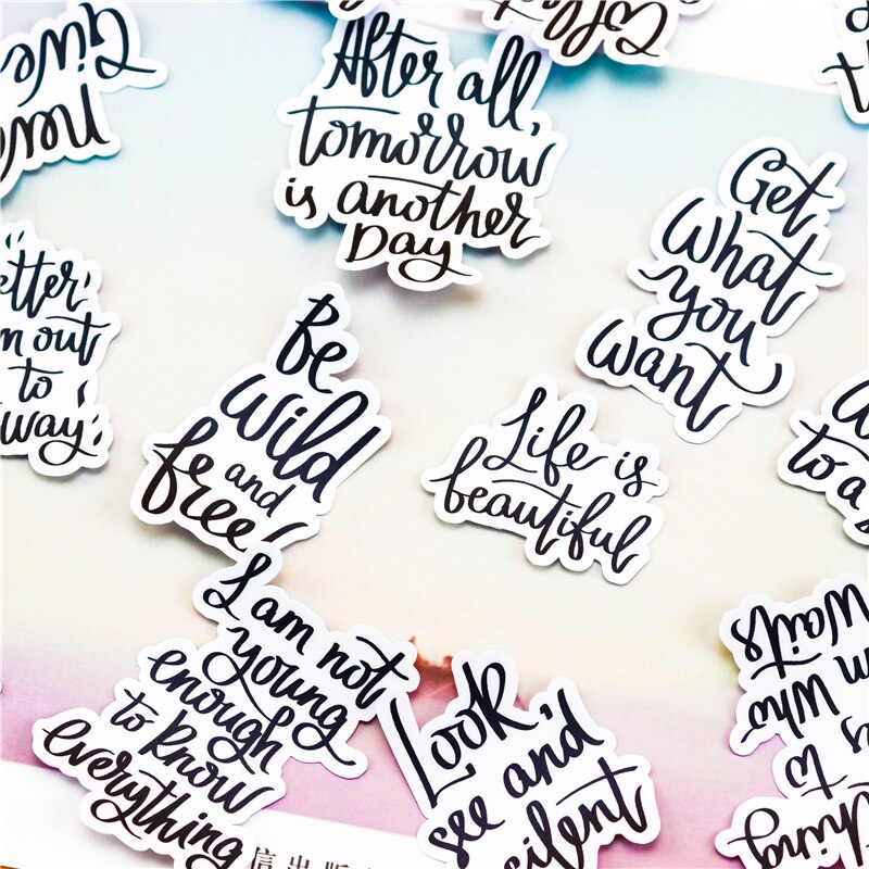 19 stk søte selvlagde engelskspråklige ordtak scrapbooking-klistremerker/dekorativt klistremerke/diy craft fotoalbum