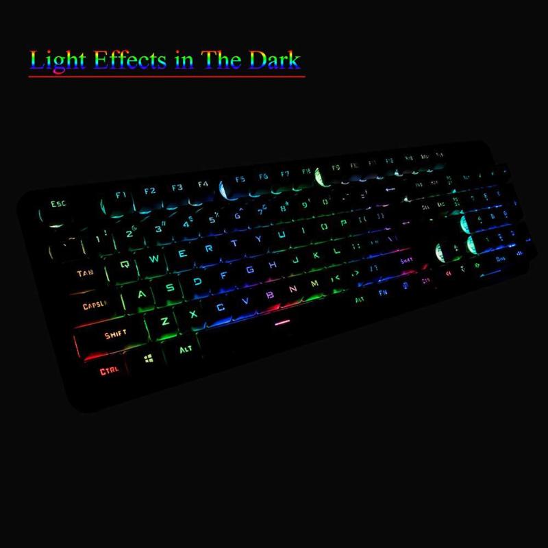 Wireless Gaming Mechanical Feel Keyboard Mouse Set Rechargeable LED Backlight 2.4GHz 104 Keys Keyboard Mouse Combo for PC: Default Title