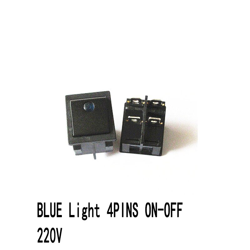 5PCS KCD4 Rocker Switch 2/3 Position 4/6 Pins Electrical Equipment With Light Power Switch Switch 16A 250VAC/ 20A 125V ON-OFF-ON: 4PINS  ON-OFF BLUE