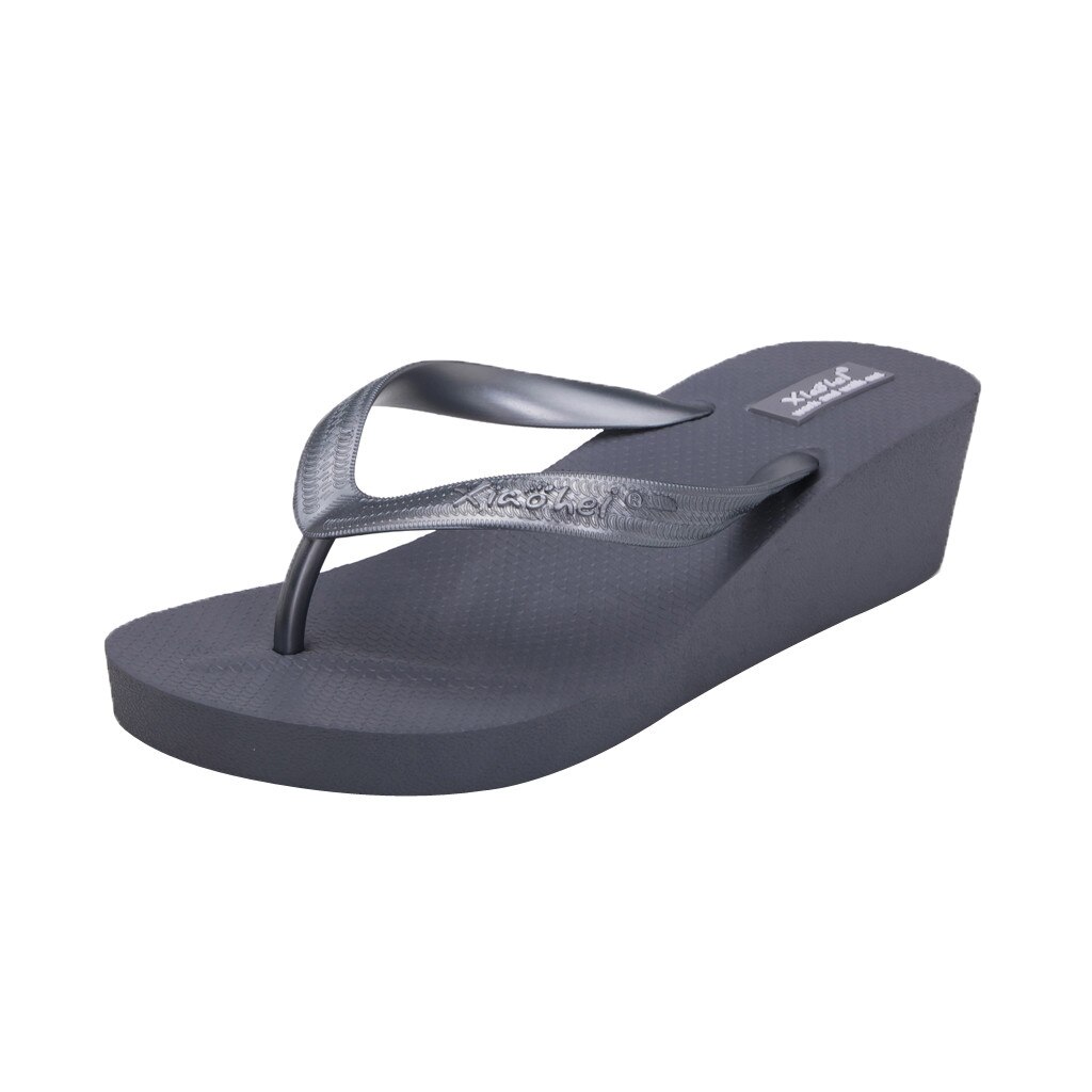 Flip-Flops Frauen Sommer Keile Anti-Skid Flip-Flops Clip-Kappe Lässig Strand Pantoffel chanclas mujer claquette femme chaussure: Gray / 38