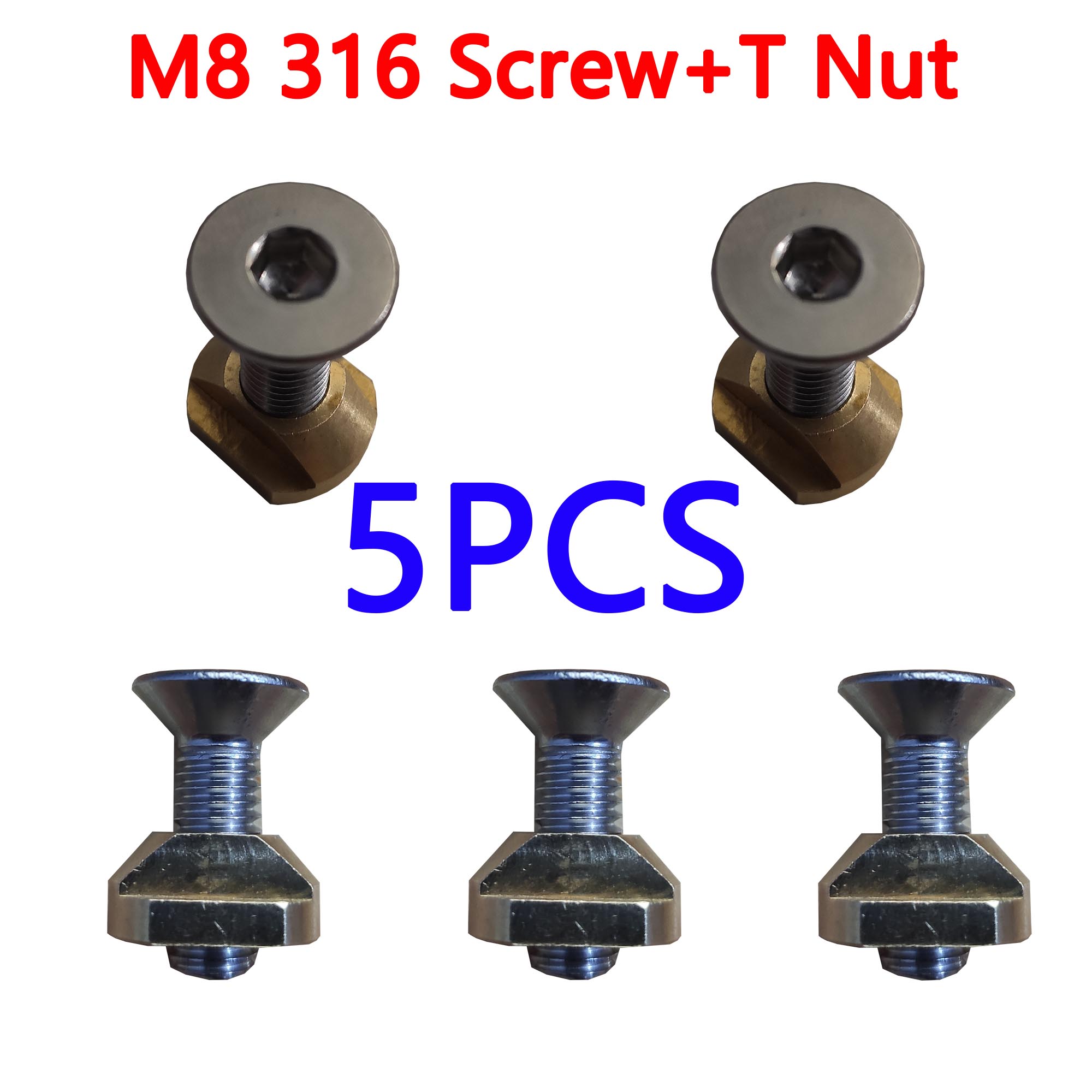 Draagvleugelboot Montage Inbussleutel Schroeven (25Mm En 30Mm) En M8 T-Moeren: 5pcs