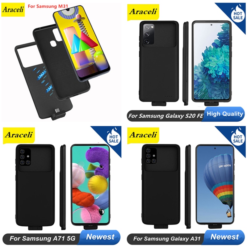 10000 Mah dla Samsung Galaxy A21S M31 S20 FE A51 A51 5G A71 A71 5G A31 S20 S20 Plus S20 Ultra A20 A30 A50 pojemnik na baterie ładowarka
