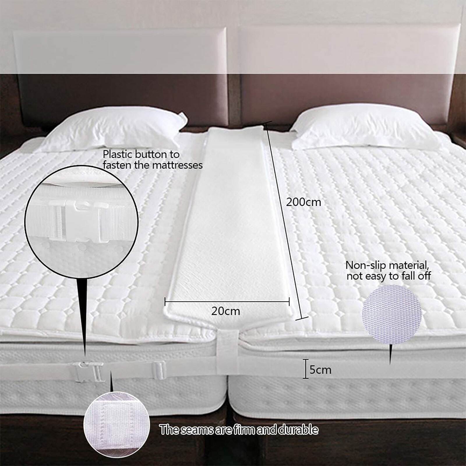 Bed Brug Matras Connector Wit Bed Mat Converter Kit Metalen Bed Gap Filler Twee Enkele Matras Connector Voor Home Hotel