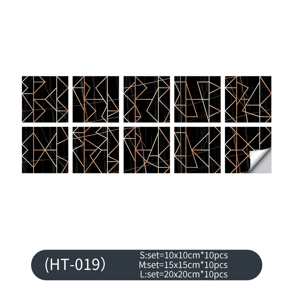 Kitchen Wall Sticker Set Waterproof and Oil-proof Geometric Figure Wall Decoration Wallpaper Light Moisture-proof PVC Texture: 009