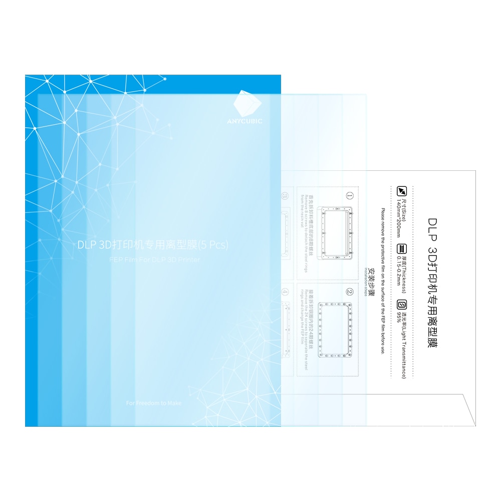 ANYCUBIC FEP Blatt/Film 5 Stück 0,15-0,2mm Fep 140x200mm 3D Drucker Filamente Impresora für Photon Photonen SLA 3D Drucker