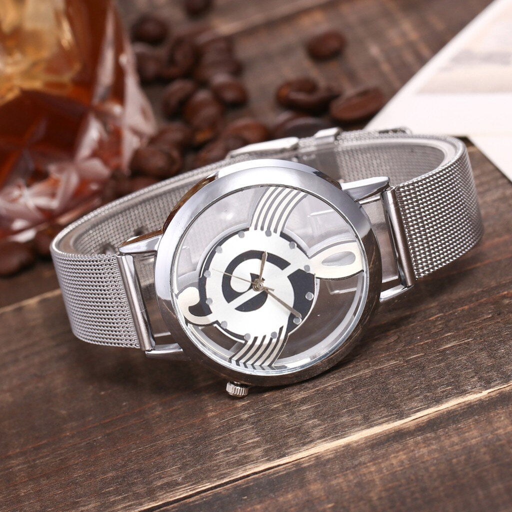Roestvrij staal muzieknoot dames armband horloge dameshorloge casual prachtig dames quartz polshorloge reloj mujer
