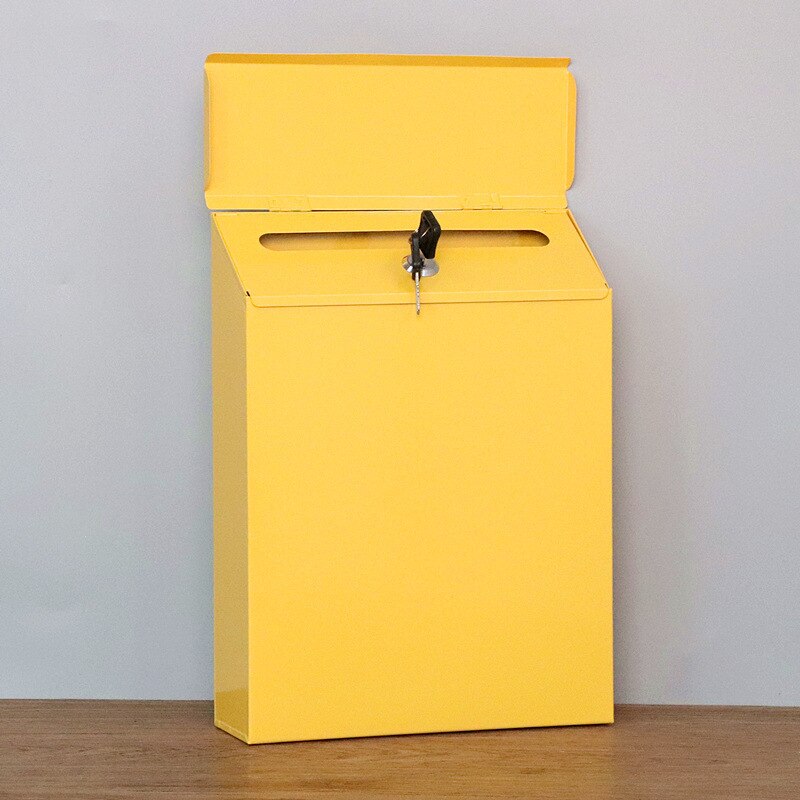 Waterdichte Outdoor Metalen Post Box Brief Mailbox Wall Mounted Afsluitbare 2 Toetsen Mail Box: Yellow Blank