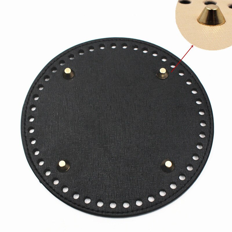 1 Pc Oval Long Round Leather Bottom with Holes Rivet for Knitted Bag PU Leather Bag Accessories DIY Woven Crochet Bag Bottom