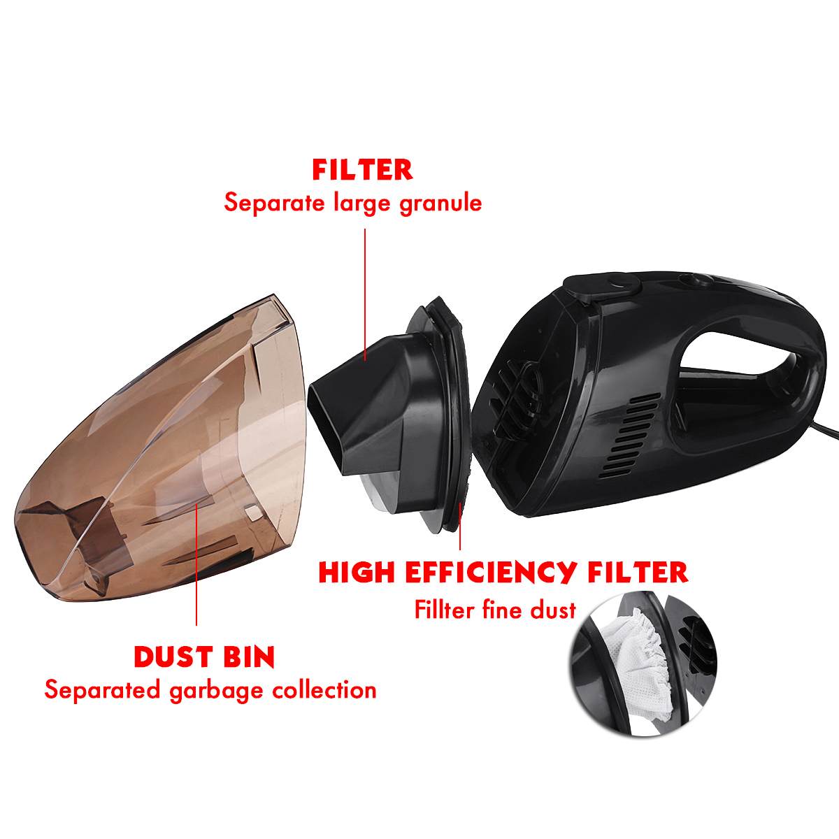 12V 120W Car Vacuum Cleaner Handheld Wet Dry Mini Hand Held Auto Dust Duster