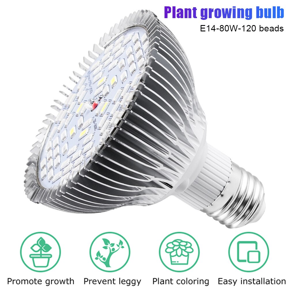 LED Grow Light E14/ E26/ E27 Full Spectrum Plant Lamps Bulb For Hydroponics Plants Flower Seed Starting Indoor 30W/50W/80W/100W