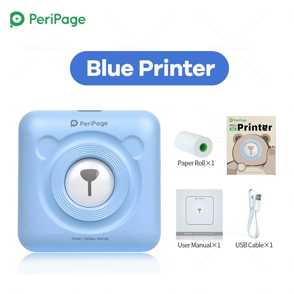 Mini Sticker Label Photo Printer Peripage A6 8 Soorten Van Kleur Foto Printer Bluetooth Draadloze Telefoon Drukmachine Printer: Blue Printer