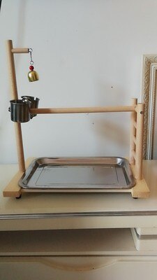 39*36*23cm fugle siddepinde papegøje legeplads foderbakke papegøjeklokke bordplade papegøje legestand til conure cockatiel parakit finke