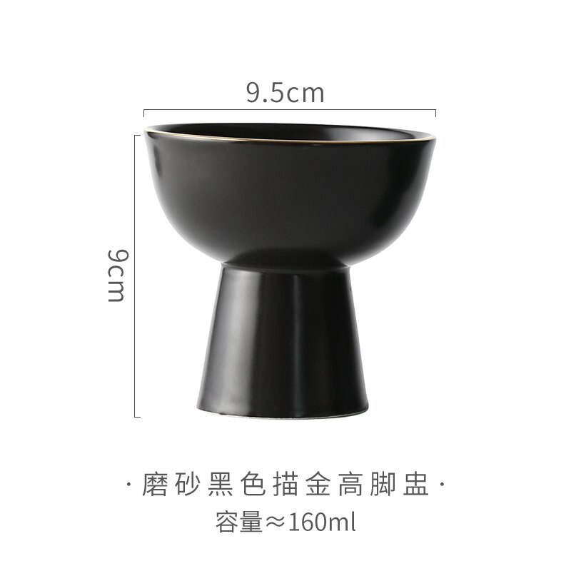 Ceramic High-leg Dinner Plate Fruit and Vegetable Salad Plate Seasoning Dish Restaurant Hotel Service Supplies Exquisite: D