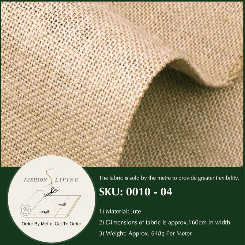 Klassisk jutebrun grov säckväv grovt tyg klädsel naturligt hantverksmaterial i metervara: 04-160cm breda