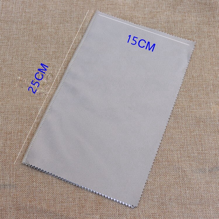 1 stk 25 x 15cm semsket skinn stoff sølv polish klut smykker rengjøring gull platina flerlags anløpsfjerner: Grå