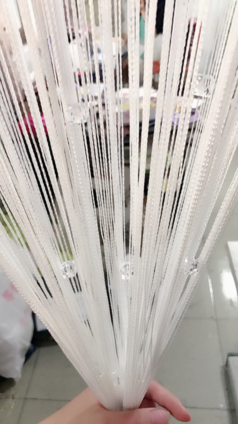 Beaded Curtain String Beads Door Curtains Thread Window Wall Panel Room Divider Doorway Home Living Room Wedding Decor: white