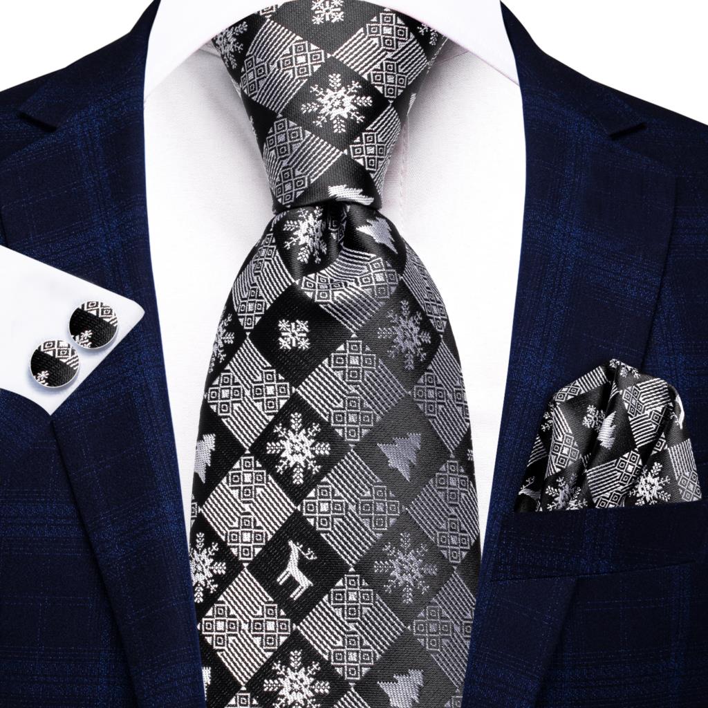 Hi-tie herrslips lyxig handgjord geometrisk slips sidenvävd slipsset för män affärsslips bröllopsslips fyrkantiga manschettknappar