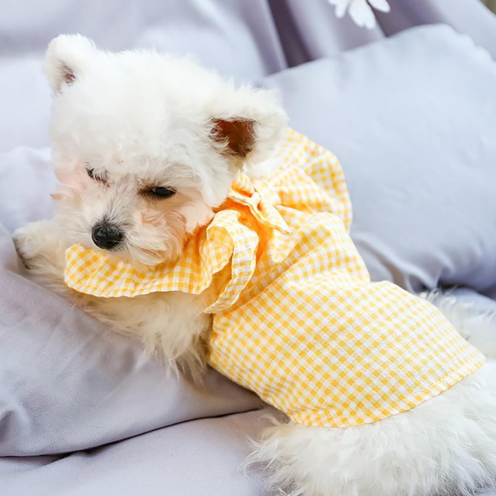 Huisdier Tops Strik Twee-Legged Katoen Puppy Plaid Shirt Voor De Zomer