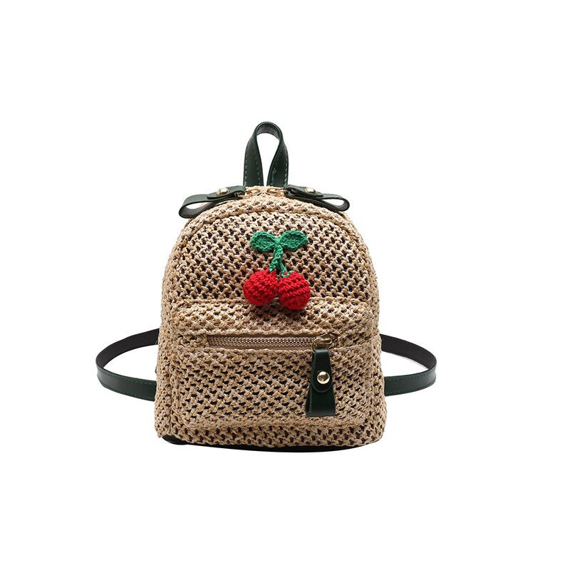 Zomer Mini Rugzak Mode Geweven Kleine Tas Mini Rugzakken Voor Meisjes Super Kleine Schattige Kleine Kers Schoolmeisje Tas: gerrn