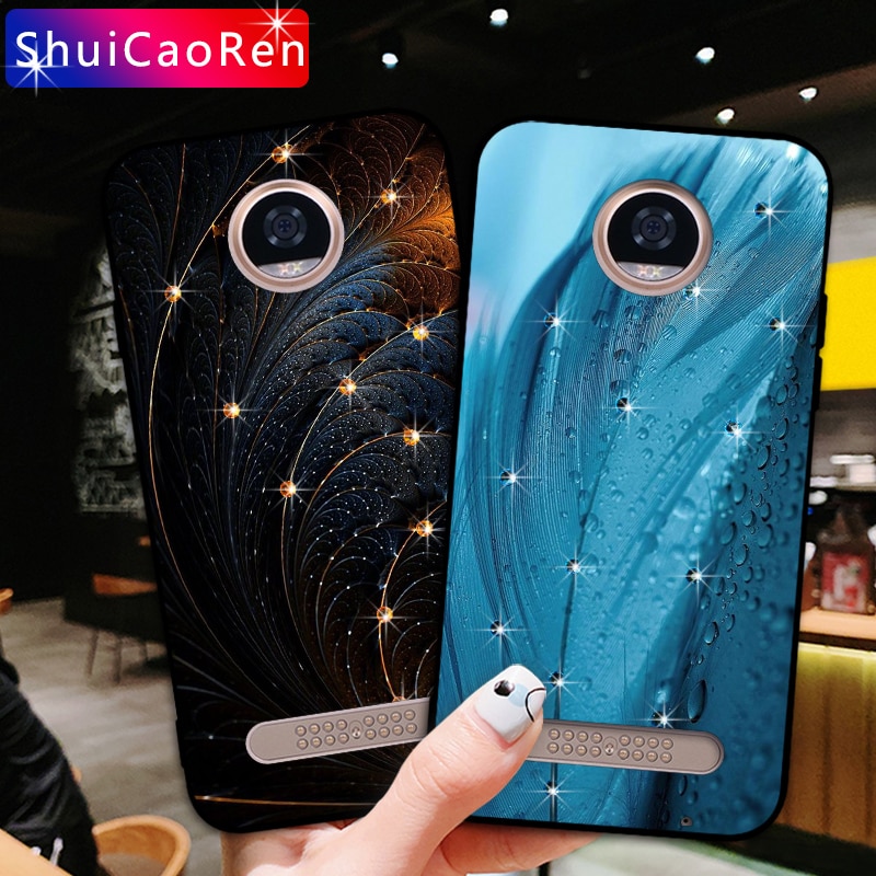 Funda de TPU suave con diamantes de imitación para Motorola Moto Z Play / Z Force XT1635, funda trasera de lujo para Motorola Moto Z2 Play