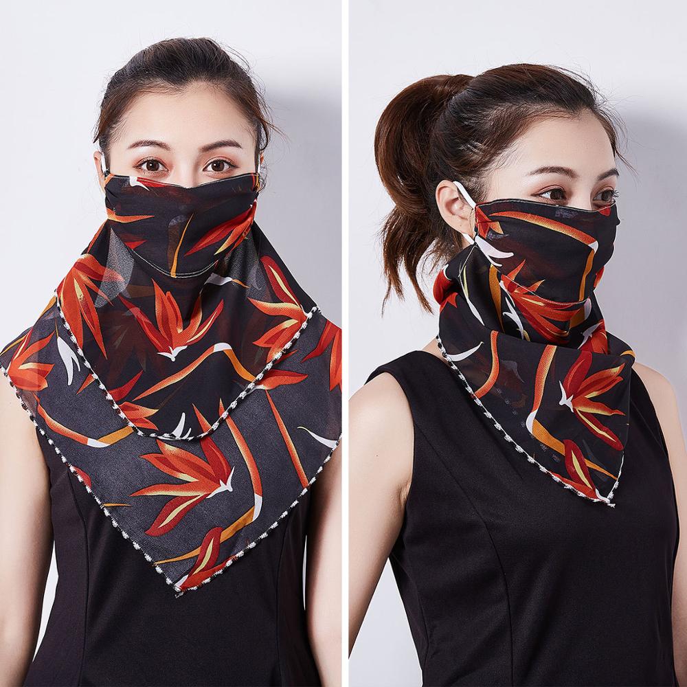 Rooxin Women Face Scarf Bandana with Ear Loops Outdoor Sport Cycling Face Mask Sun Protection Mask Neck Scarf for Hiking Camping: Type 6