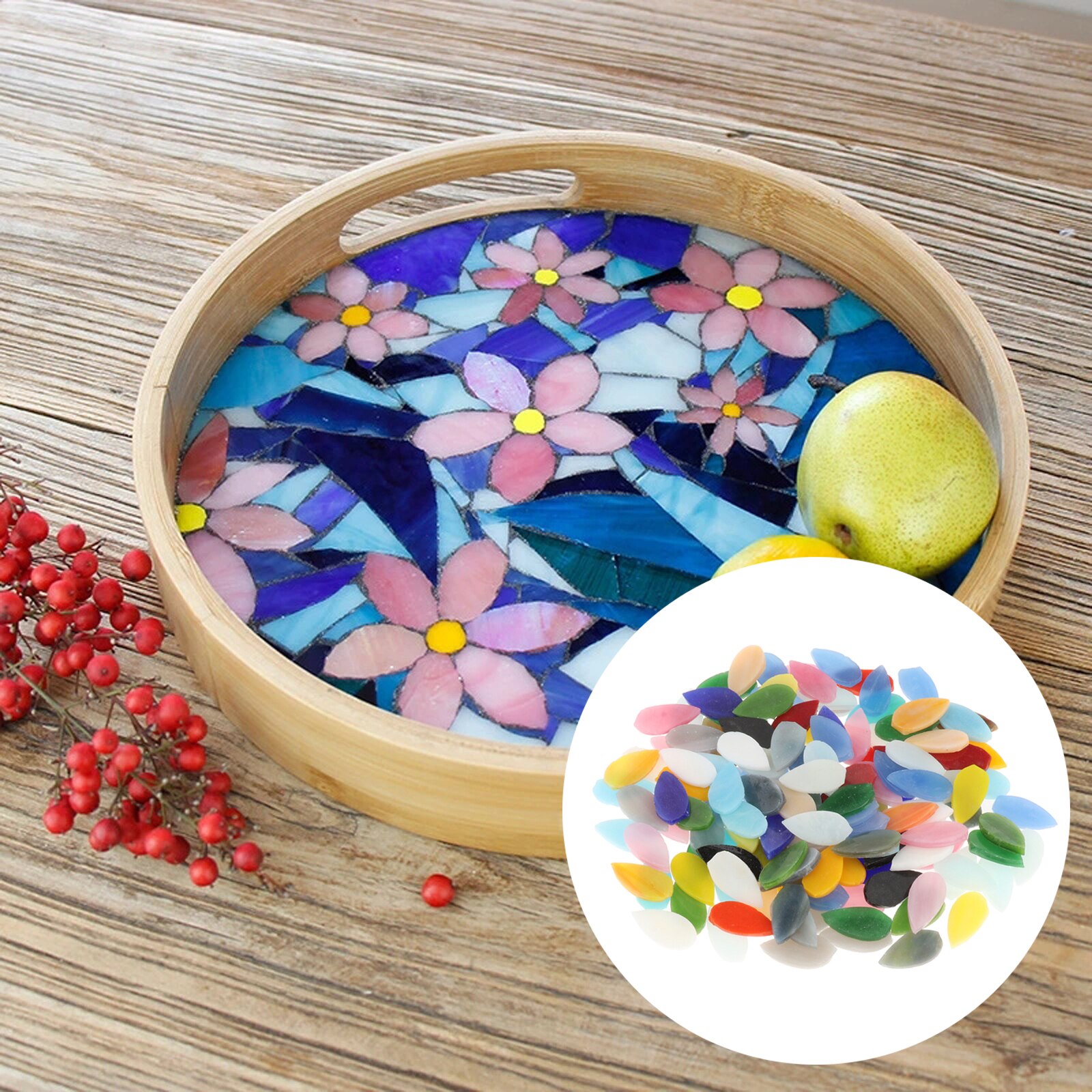 150x Water Mosaic Tiles Flower Leaves Hand-Cut Crafts Pots Decoration